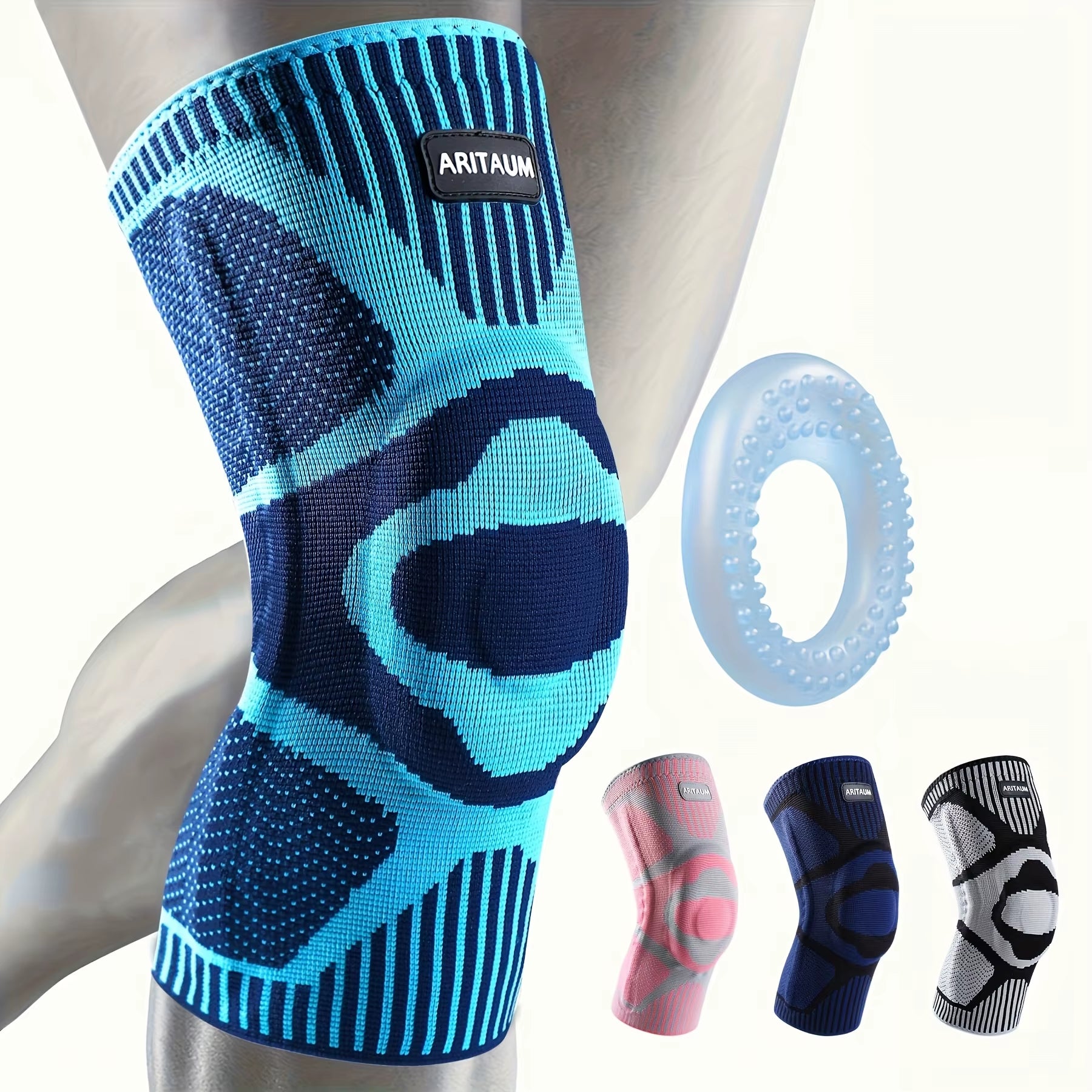 1 Pack of Professional Sports Knee Pads, Knee Pads, Meniscus Silicone Spring Support, Running Fitness, Basketball, Tennis, Badminton, Volleyball Knee Pads