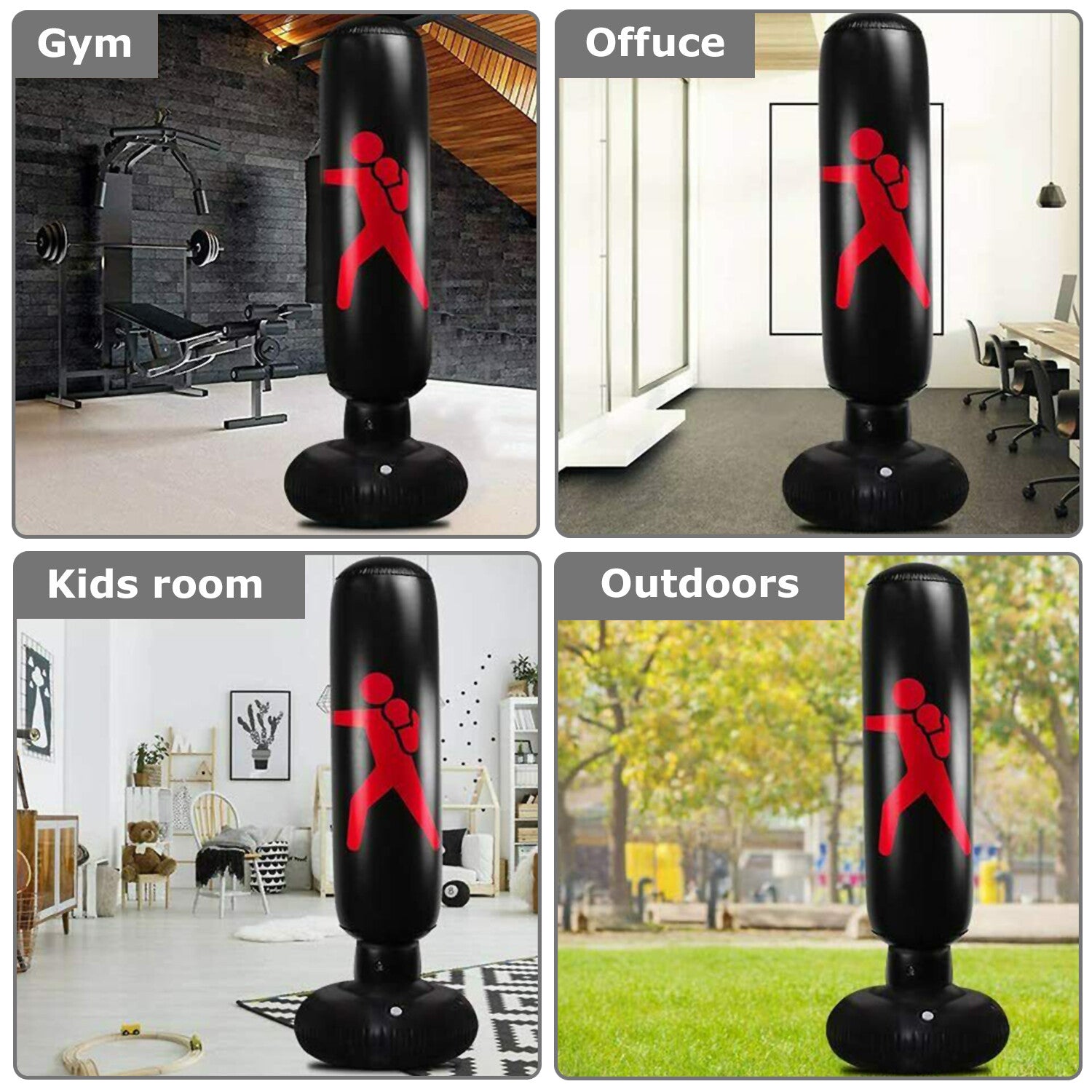 Inflatable Free Standing Punching Bag Boxing Cardio Kickboxing Fitness Training
