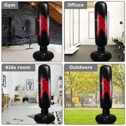 Inflatable Free Standing Punching Bag Boxing Cardio Kickboxing Fitness Training