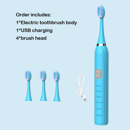 Sonic Electric Toothbrush USB Rechargeable IPX7 Waterproof Automatic Toothbrush Whitener with Replaceable Tooth Brush Head