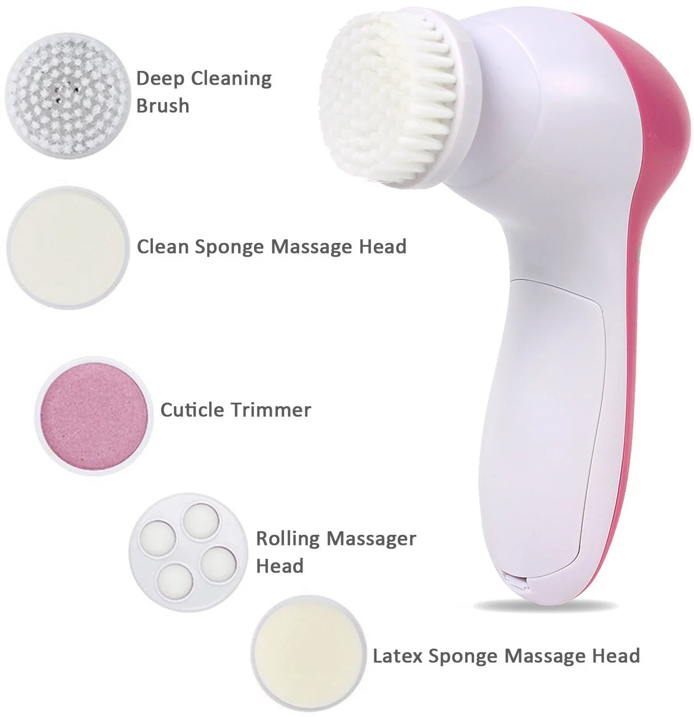 5-In-1 Electric Facial Cleansing Brush Set Waterproof Face Spin Cleaning Brush with 5 Brush Heads Deep Cleansing Body Facial Brush Set for Gentle Exfoliating Removing Blackhead and Massaging