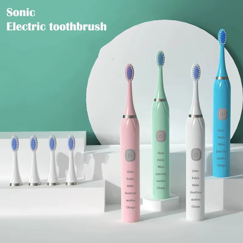Sonic Electric Toothbrush USB Rechargeable IPX7 Waterproof Automatic Toothbrush Whitener with Replaceable Tooth Brush Head