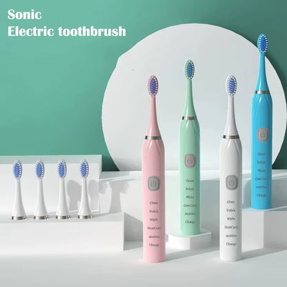Sonic Electric Toothbrush USB Rechargeable IPX7 Waterproof Automatic Toothbrush Whitener with Replaceable Tooth Brush Head