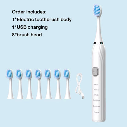 Sonic Electric Toothbrush USB Rechargeable IPX7 Waterproof Automatic Toothbrush Whitener with Replaceable Tooth Brush Head