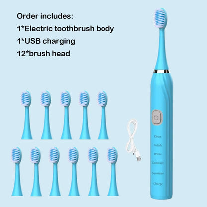 Sonic Electric Toothbrush USB Rechargeable IPX7 Waterproof Automatic Toothbrush Whitener with Replaceable Tooth Brush Head