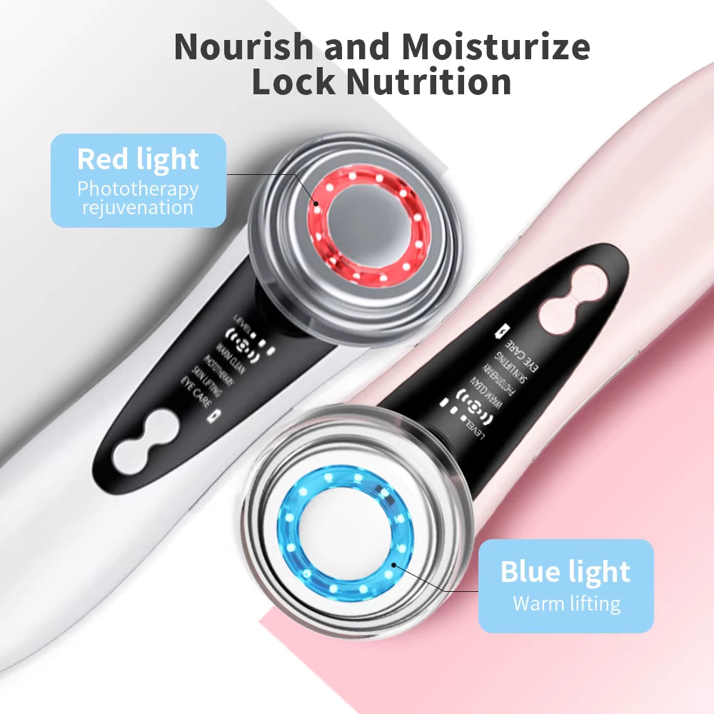 5 in 1 EMS Facial Massager LED Light Sonic Ion Vibration Skin Tightening Face Lifting anti Wrinkle Beauty Device Skin Care Tool