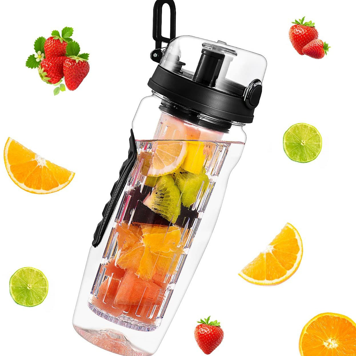 32Oz Fruit Infusing Infuser Water Bottle Water Fruit Bottle BPA Free Plastic Sport Fruit Infuser Water Bottles with Infuser Juice Shaker Drink Bottle of Water