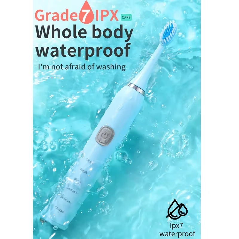 Sonic Electric Toothbrush USB Rechargeable IPX7 Waterproof Automatic Toothbrush Whitener with Replaceable Tooth Brush Head