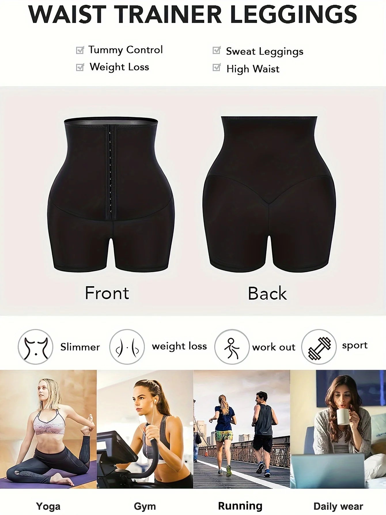 Sauna Sweat Shapewear Shorts Pants Thigh Workout Suit Waist Trainer Weight Loss Sweatsuit Exercise Fitness Women