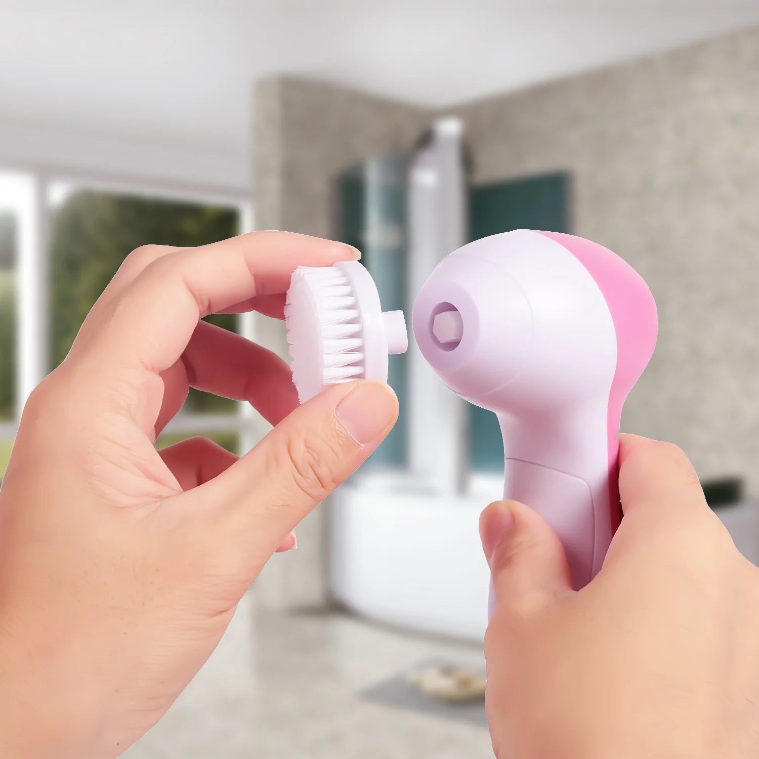 5-In-1 Electric Facial Cleansing Brush Set Waterproof Face Spin Cleaning Brush with 5 Brush Heads Deep Cleansing Body Facial Brush Set for Gentle Exfoliating Removing Blackhead and Massaging