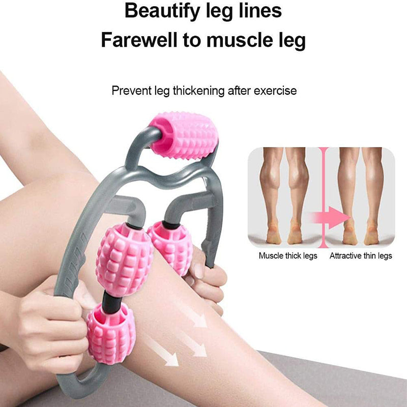U Shape Trigger Point Massage Roller Full Body Massage Tool Arm Leg Neck Muscle Massager 4 Wheels Fitness Device for Sports