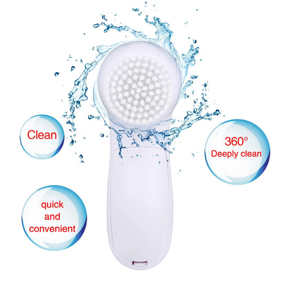 5-In-1 Electric Facial Cleansing Brush Set Waterproof Face Spin Cleaning Brush with 5 Brush Heads Deep Cleansing Body Facial Brush Set for Gentle Exfoliating Removing Blackhead and Massaging