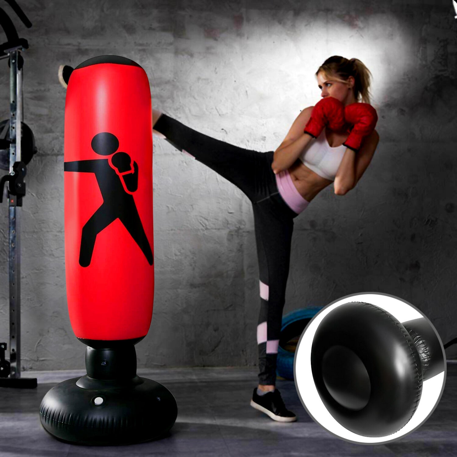 Inflatable Free Standing Punching Bag Boxing Cardio Kickboxing Fitness Training